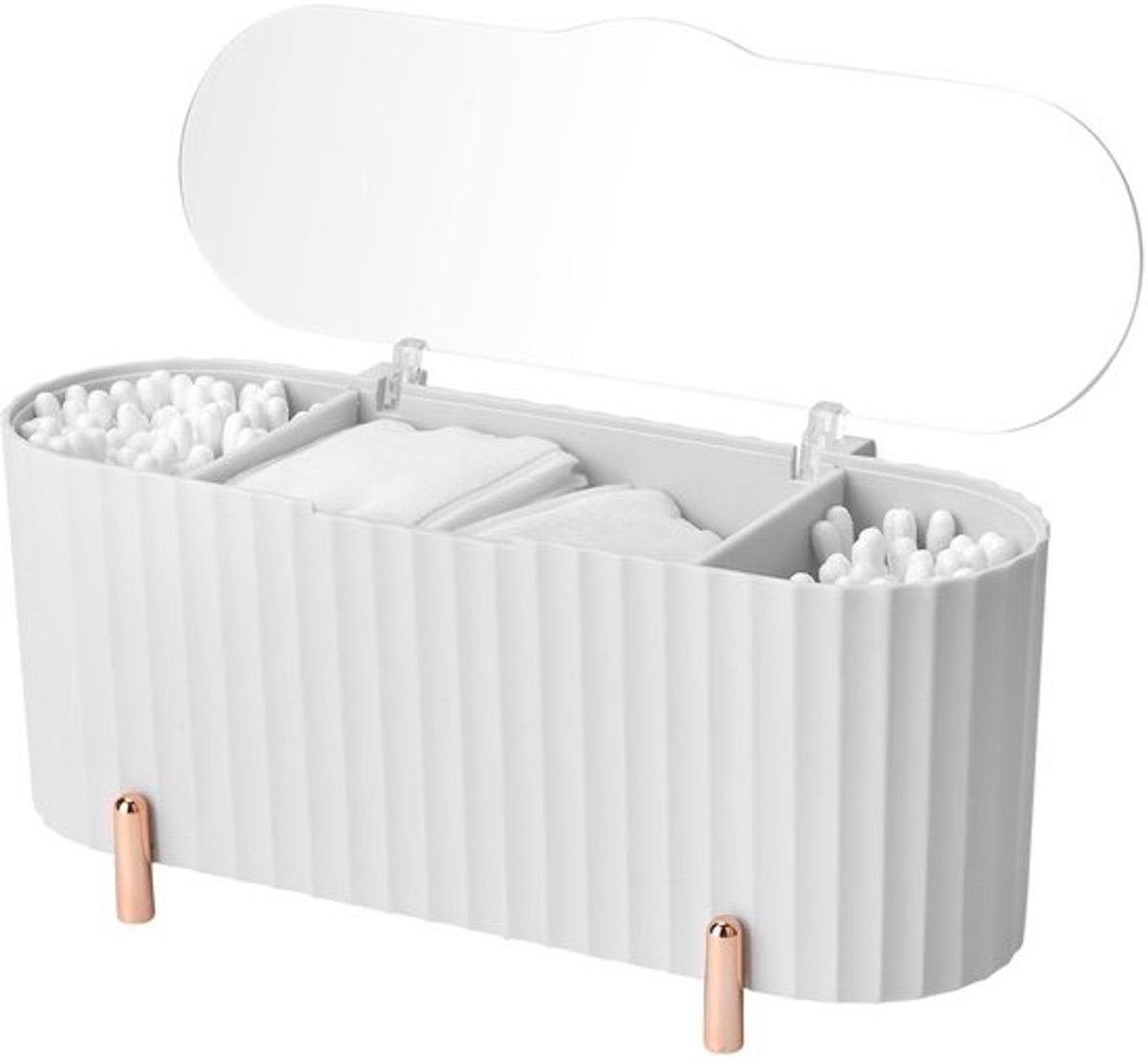 Make-up Organizer Draaibaar - Cosmetica Organizer - 4 Vakken - Transparant - Hoogwaardig Acryl - Afneembare Handgreep