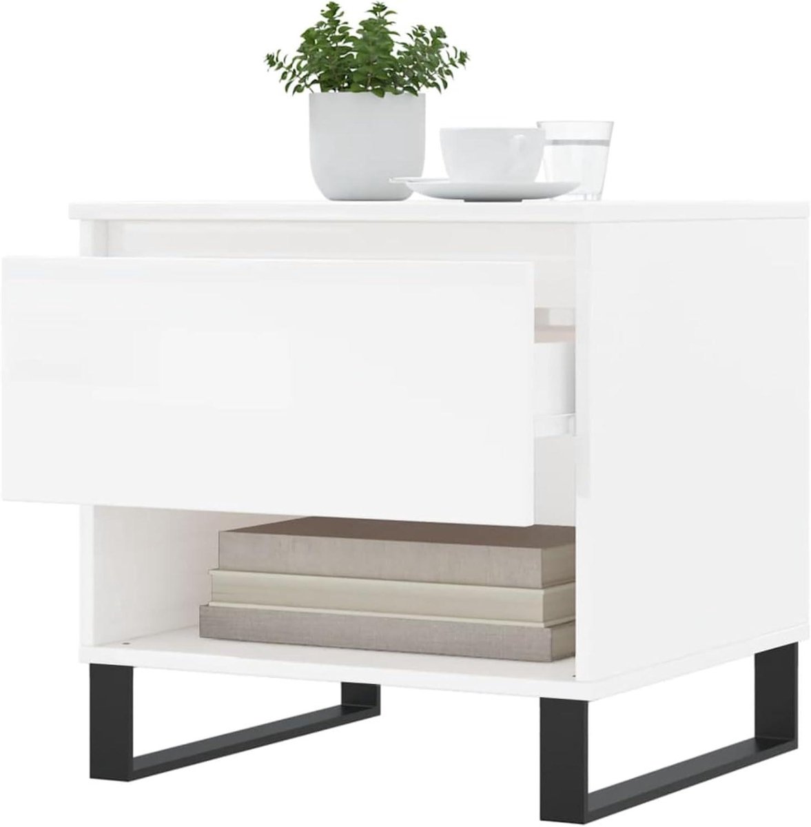 Salontafelset - Bijzettafels - Woonkamer Decoratie - Hoogglans Wit Design - 50 x 46 x 50 cm - Wit