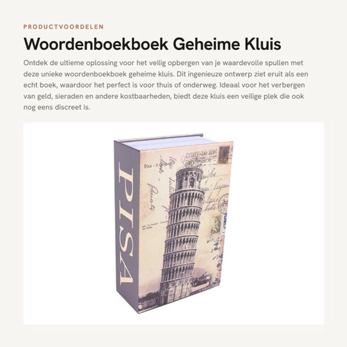 Geldkluisje met Sleutel - Woordenboek Kluis - Verstopplek voor Geld/Sieraden - 18x11,5x5,5cm - Veiligheidsopslag - Nieuw - Verstopkluis