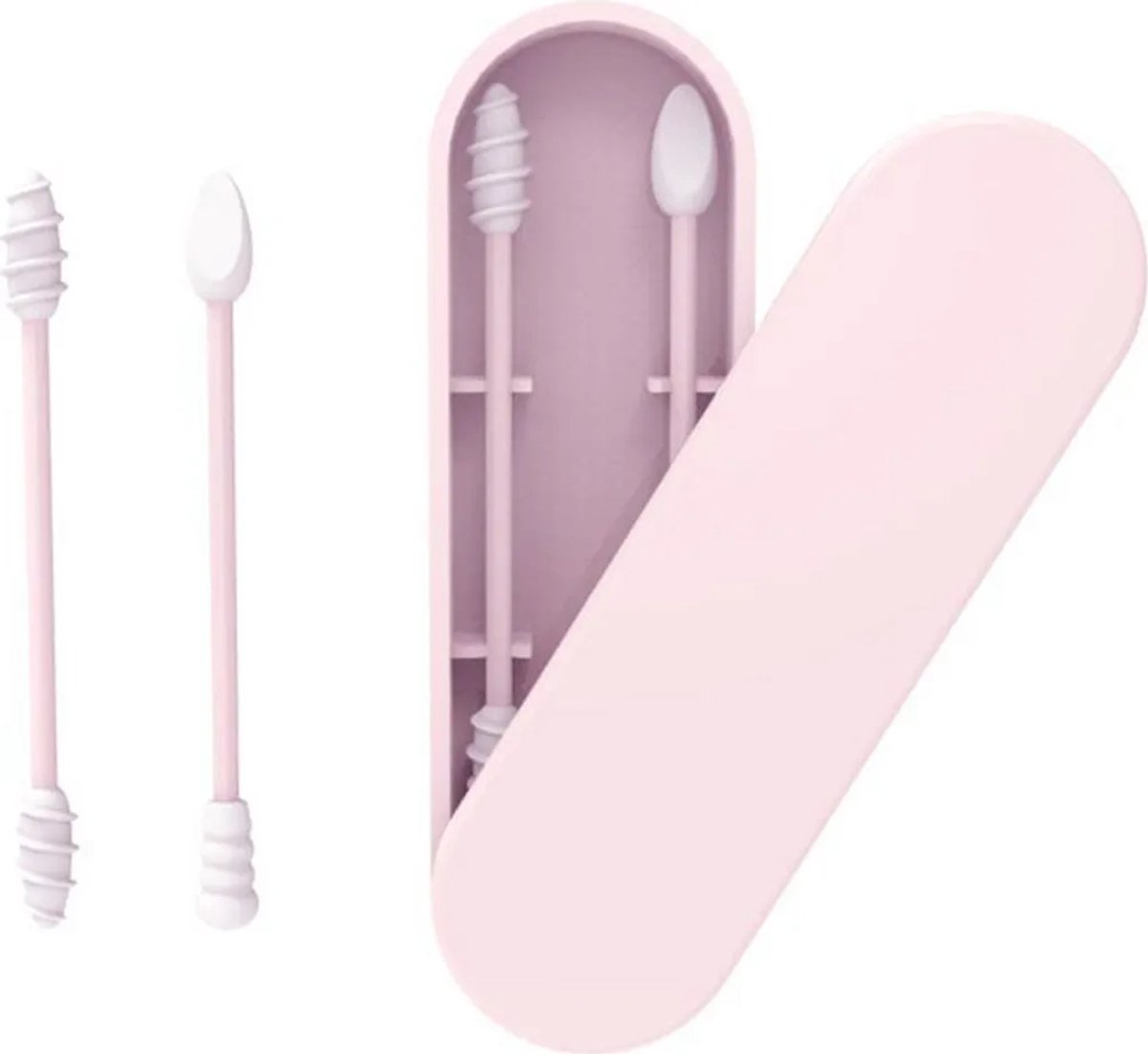 LISM-Siliconen wattenstaafjes, herbruikbaar, draagbaar en gemakkelijk schoon te maken, met grove grip, voor het reinigen van oren en het verwijderen van make-up, 2 stuks - groen.