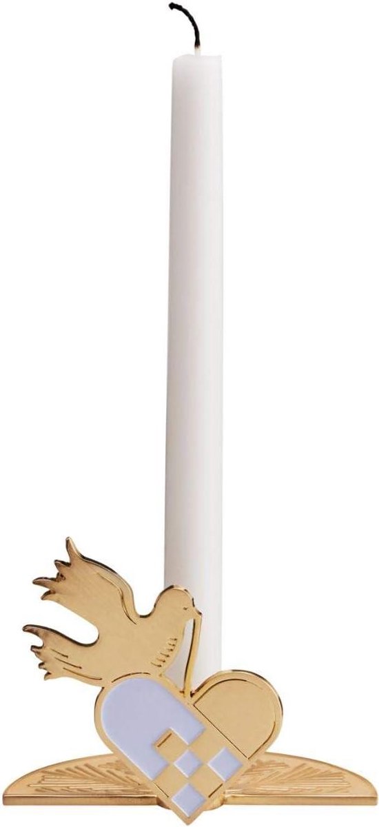 Kaarsenstandaard - Kandelaar Tafelmodel - Sfeer Creëren - Minimalistisch Design - 1 stuk - Messing Lichtgrijs