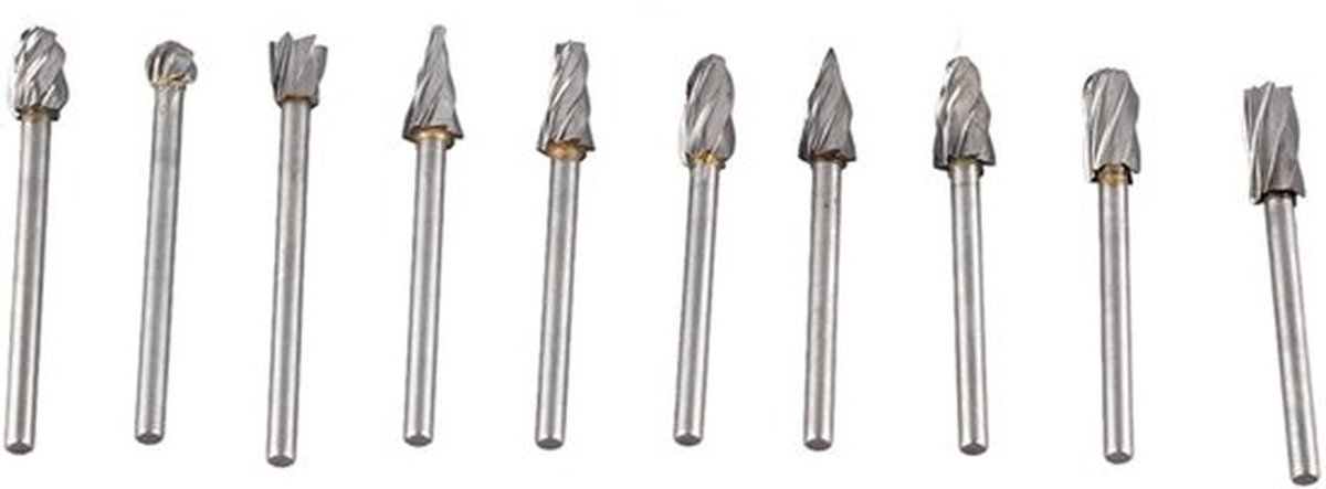 Snijbits Set 10 Stuks - Houten Snijbits - Wolfraamstalen Slijpkop - Hoge Hardheid - Duurzaam - Geschikt voor Houtbewerking - Frezen