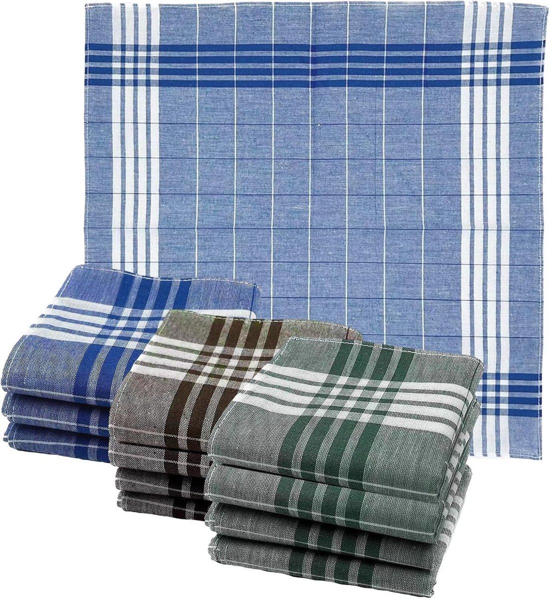 Zakdoeken voor Mannen - Blauw/Groen - 40 x 40 cm - 100% Katoen - Voor Bruidsjonkers en Feesten