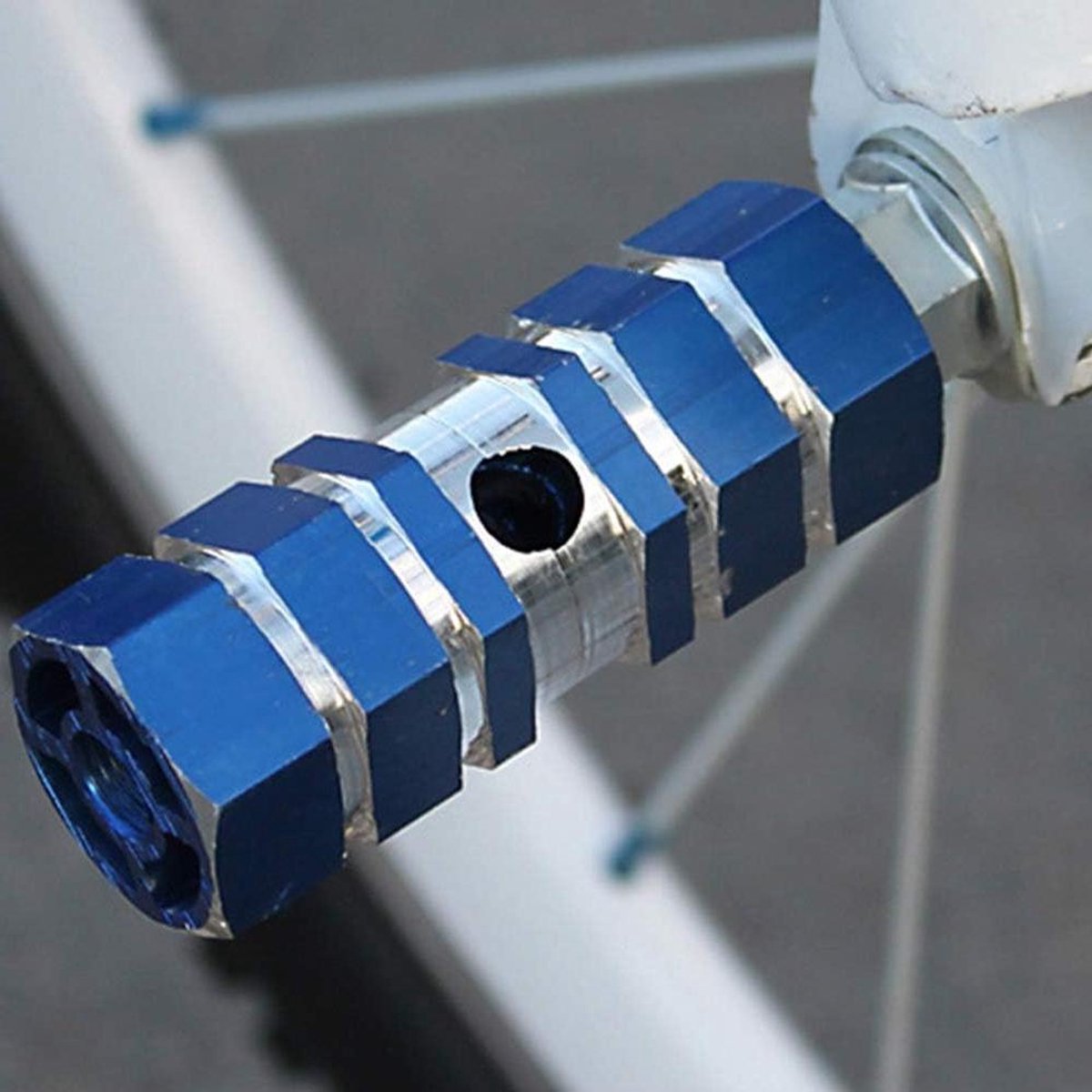 Fietsvoetsteunen - Fietspennen Pegs - Kortstondig Staan - Antislipgroeven - 105 mm As - Blauw