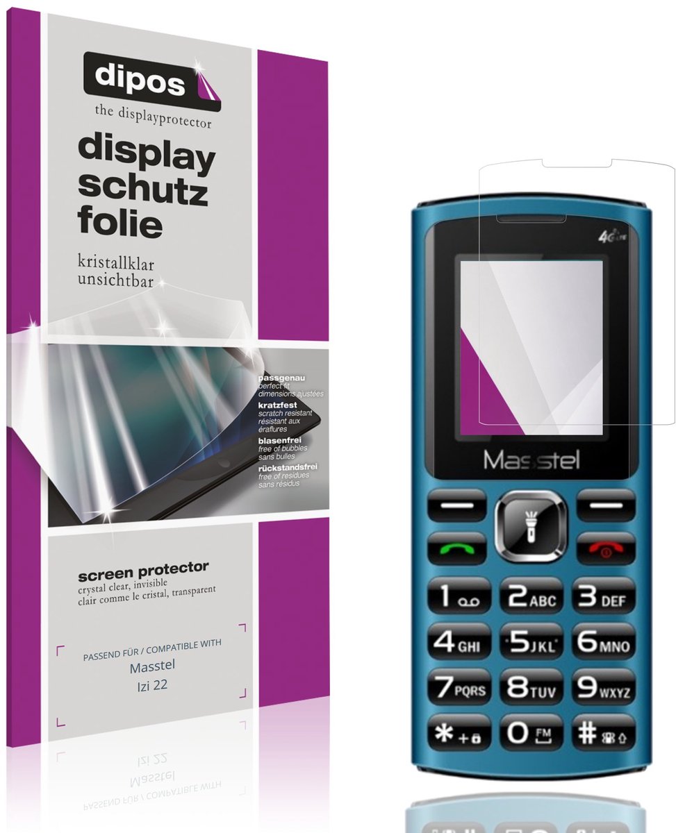 dipos – 4x Beschermfolie geschikt voor Masstel Izi 22 | Krasbestendige & heldere Screenprotector Ultra-Thin