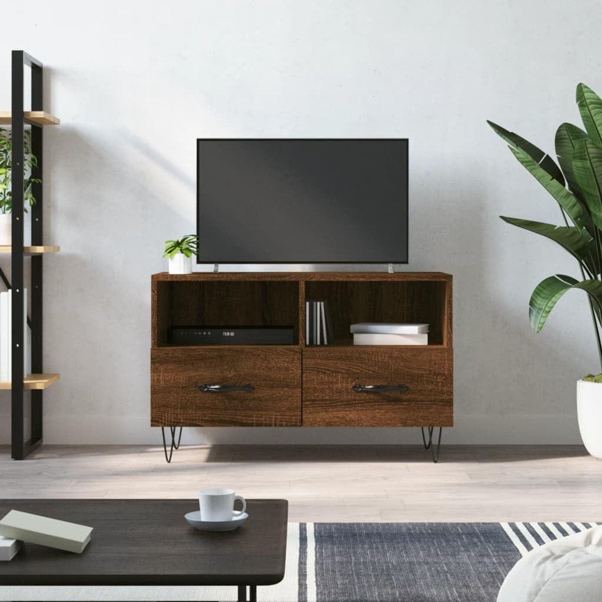 Tv-meubel - Tv-tafel mediakast - Woonkamer organiseren - 2 laden en 2 vakken - 80 x 36 x 50 cm