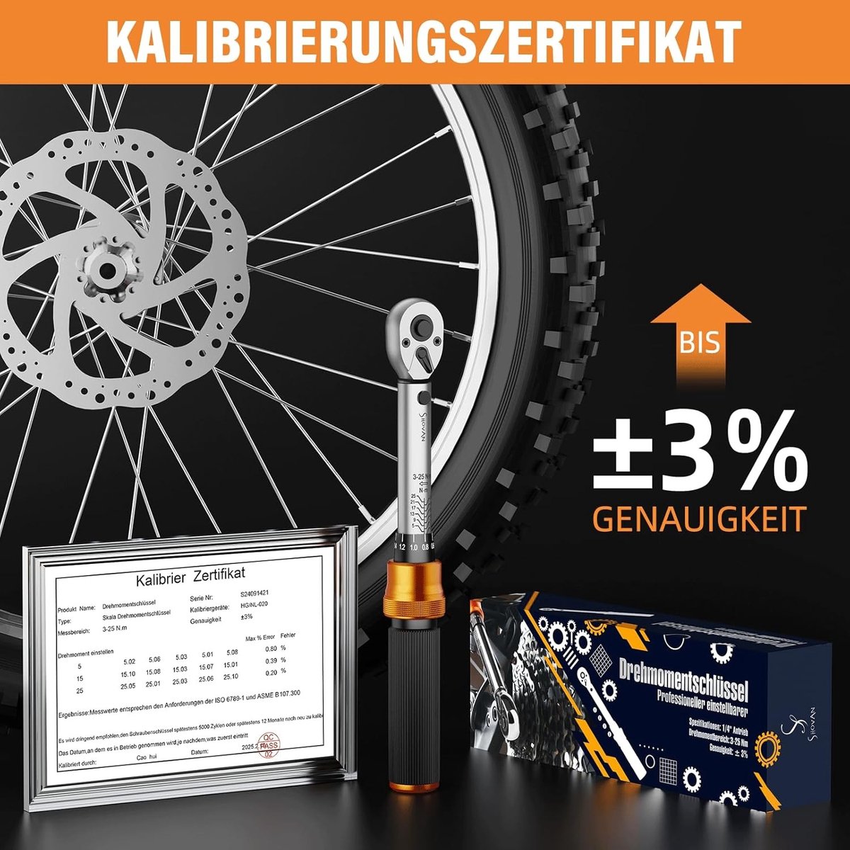 Momentsleutel voor fiets - Chroom - 1-25 Nm - 13-delige Set met 72 Tanden Ratel en Verlengstuk - Voor Fietsreparatie en Onderhoud