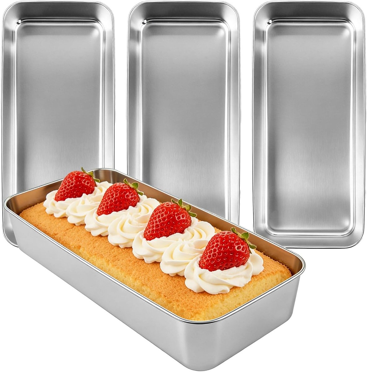 Broodbakvormen - Zilver - 33 x 15 x 6,7 cm - Roestvrijstalen Rechthoekige Bakvormen - Voor Thuisbakkers