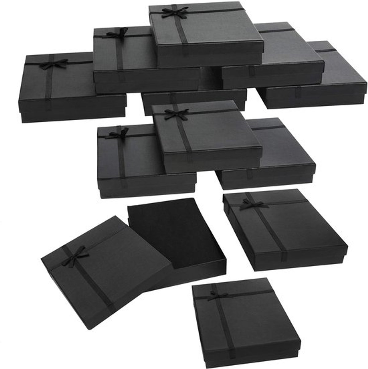 Sieradenbox 12 Stuks - Papieren Cadeaudoos - Geschenkdoos met Deksel - Sieraden Opslag - 16 x 12 x 3 cm - Velours Inleg
