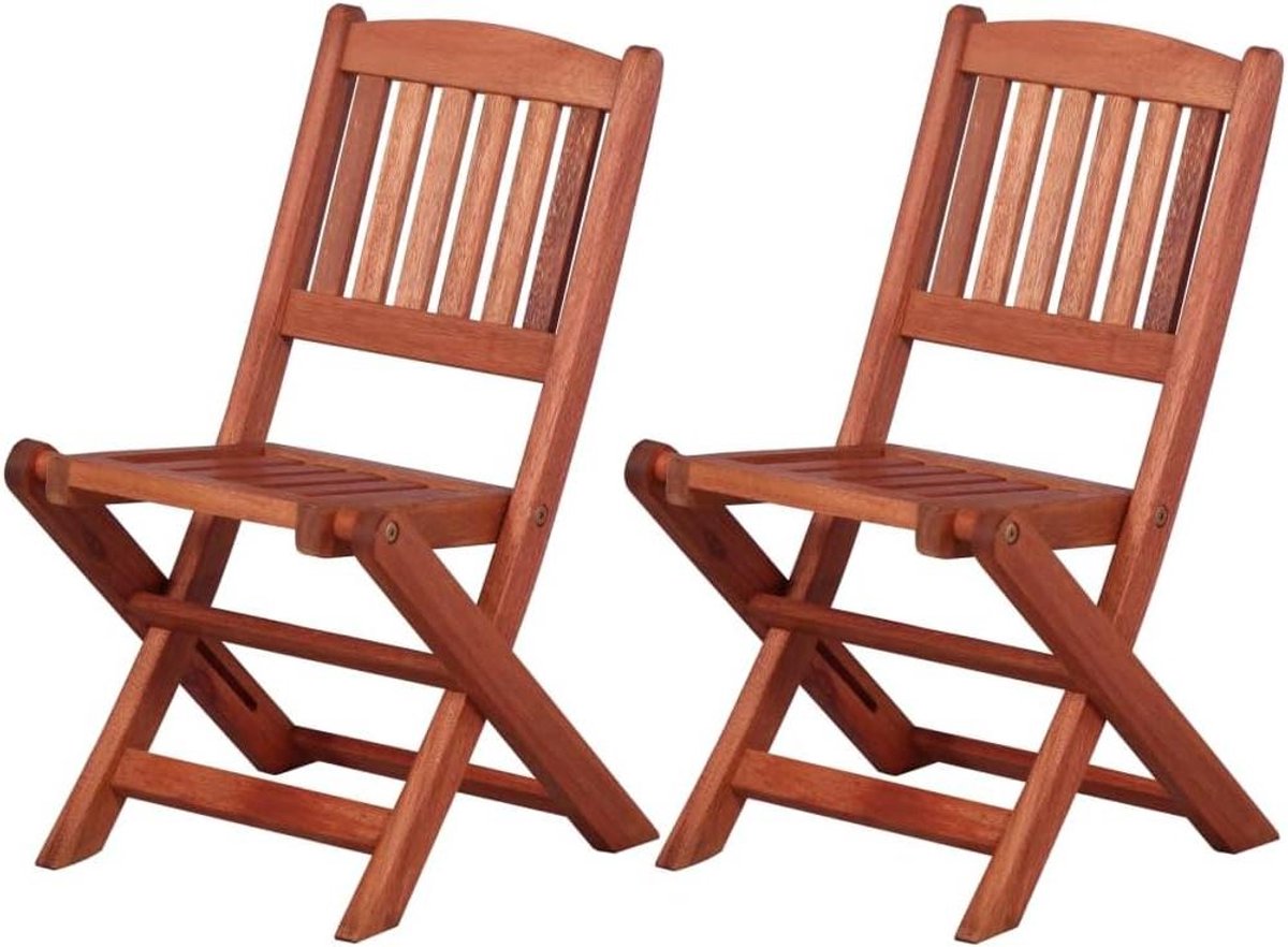 Houten Kinderstoelen - Tuinstoelen - Buiten Zitten - Opvouwbaar Design - 2 stuks - Bruin