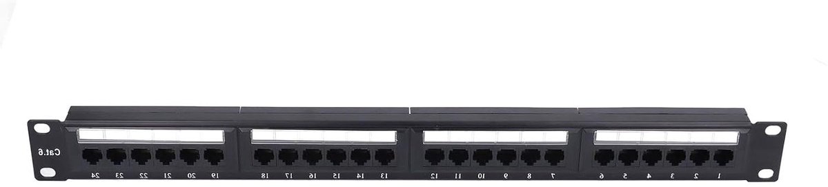 Patch Panel - Netwerk Paneel Ethernet Paneel - Netwerk Installatie - 24 Poorten - 1U - Zwart