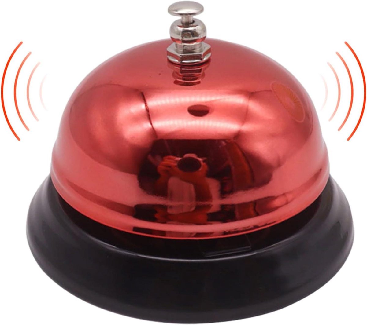 Tafelbel - Servicebel Bureau - Oproep Snel - Metaal Gepolijst - 85 mm - Rood
