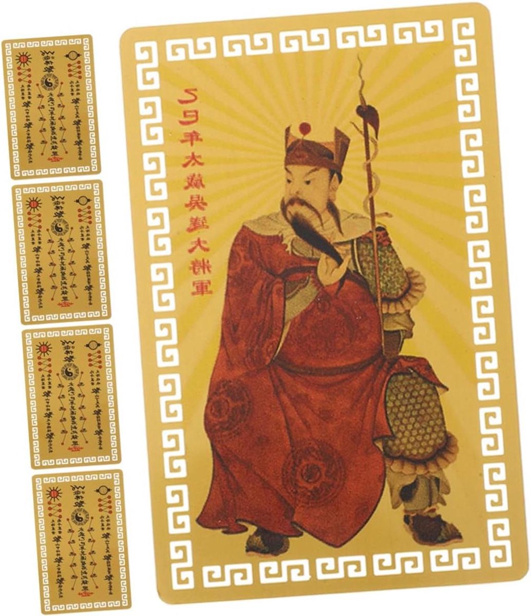 Amuletkaarten - Beschermingskaarten Gelukshangers - Voorspoed Wensen Tonen - Traditioneel Chinees Feng Shui - 8.60X5.40CM - Khaki