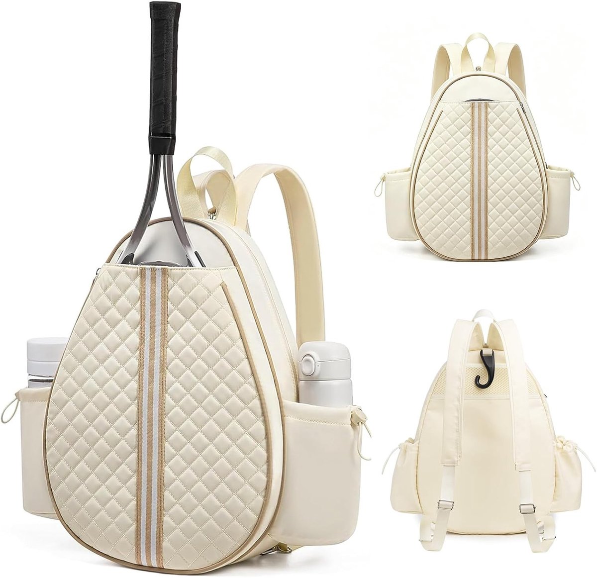 Tennisrugzak - Wit - - Waterdichte Tas voor 2 Rackets - Voor Dames en Heren