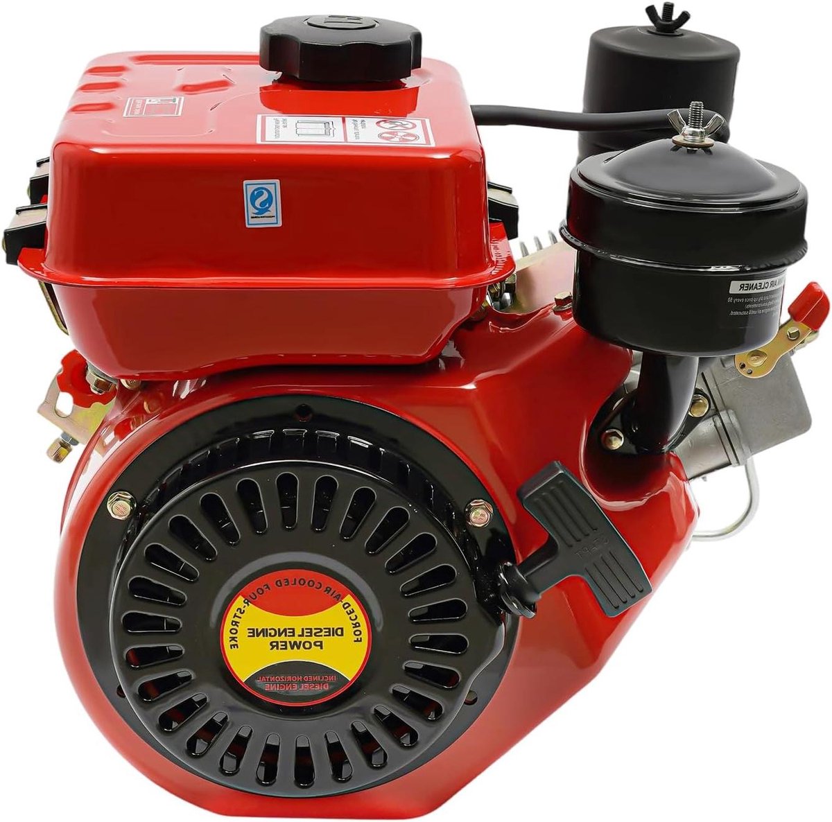 Dieselmotor - Staande Motor Eencilinder - Aandrijfmotor Tuin - Gegoten Aluminium Behuizing - 35 L Tank - Rood