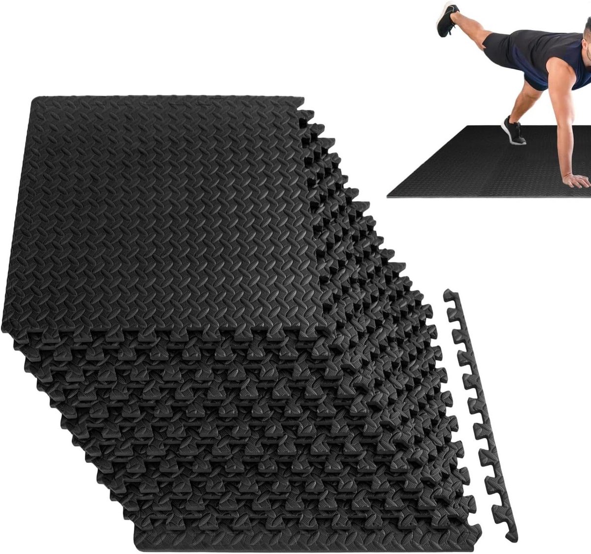 Gymtegels Puzzelschuim - Vloertegels Fitness - Veilige Training - Gewrichtsbescherming - 12 Stuks - Grijs