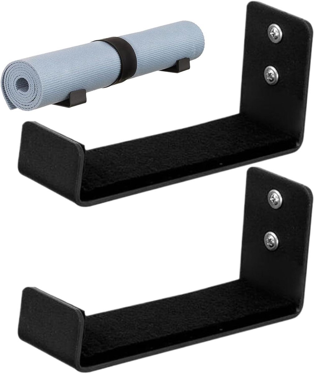 Yogamat Houder - Mattenrek Organizer - Fitness Oefeningen - Ruimtebesparend Aluminium - 7x8x7 cm - Mat Zwart