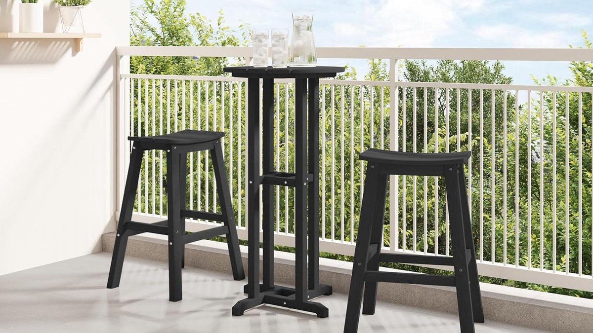 Outdoor Bartafel - Hoge Tafel - Buiten Genieten - Weerbestendig HDPE - 55x55x107 cm - Zwart