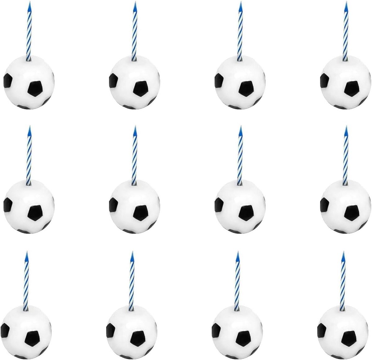 Voetbal Kaarsen - Taart Decoratie - Verjaardag Vieren - Voetbal Vorm - 8 cm Hoog - Zwart Wit