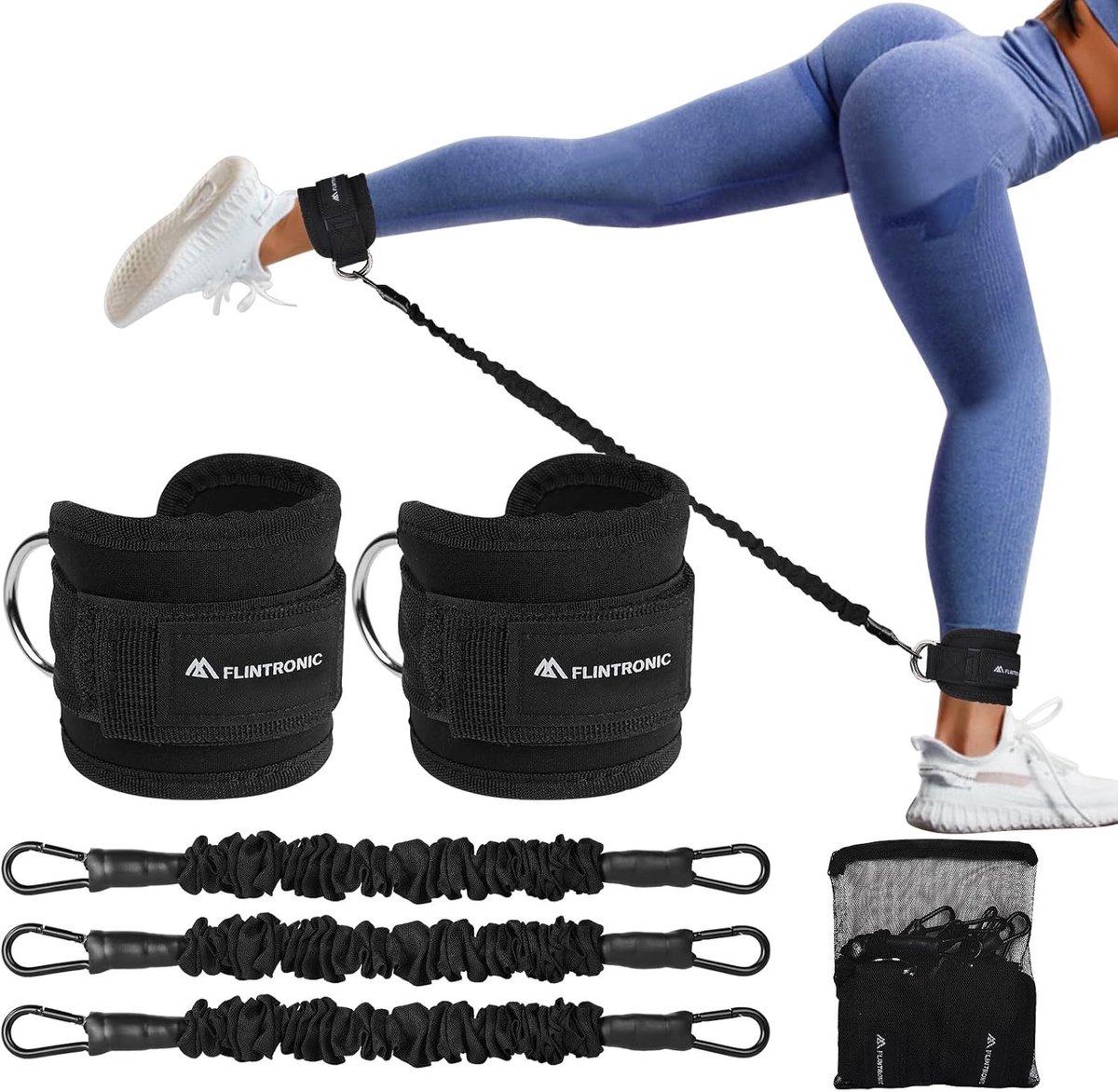 Verstelbare Enkele Enkelbanden voor Kabelmachine, Dubbele RVS D-Ring, Ideaal voor Spiertraining en Fitness voor Mannen en Vrouwen