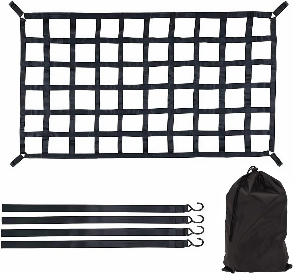 Verstelbare Banden met 4 Haken voor 208x127cm Lading – Geschikt voor Ducato, Boxer en Jumper – Flexibele Oplossing voor Laderaum