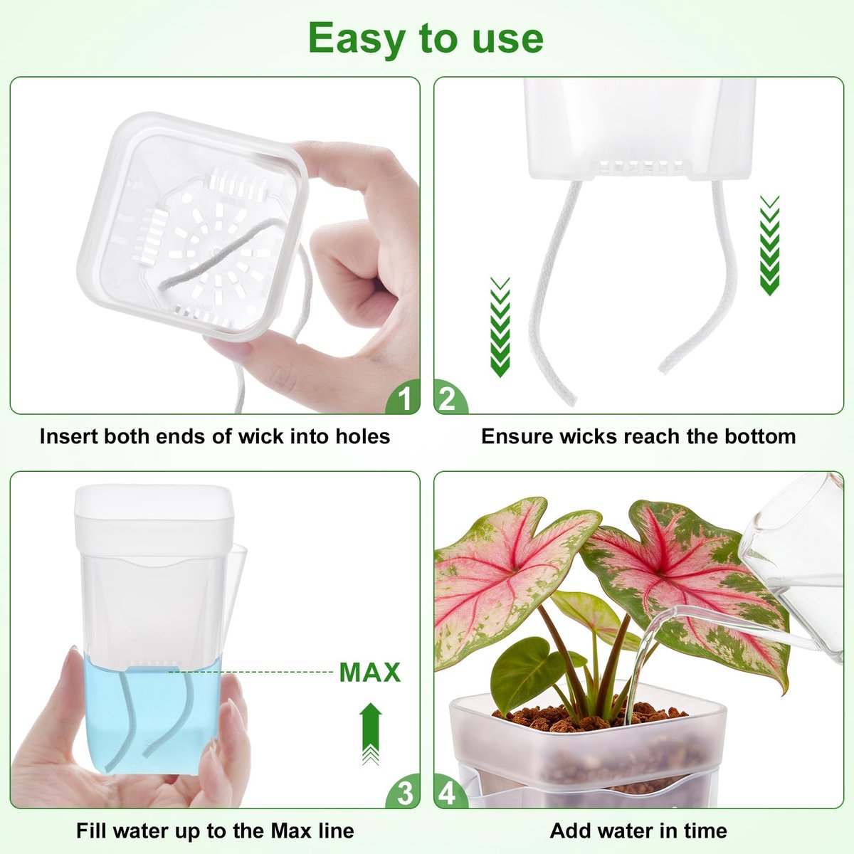 16 stuks - Zelfbewateringspotten set - zelfwaterende plantenbak - kamerplant pot - met drainagegaten en vochtigheidsindicator - transparant - 3,8 cm x 8 cm - voorkomt wortelrot - ideaal voor zaailingen, stekjes, vetplanten — cadeau in Cadeau-ideeën - foto 4