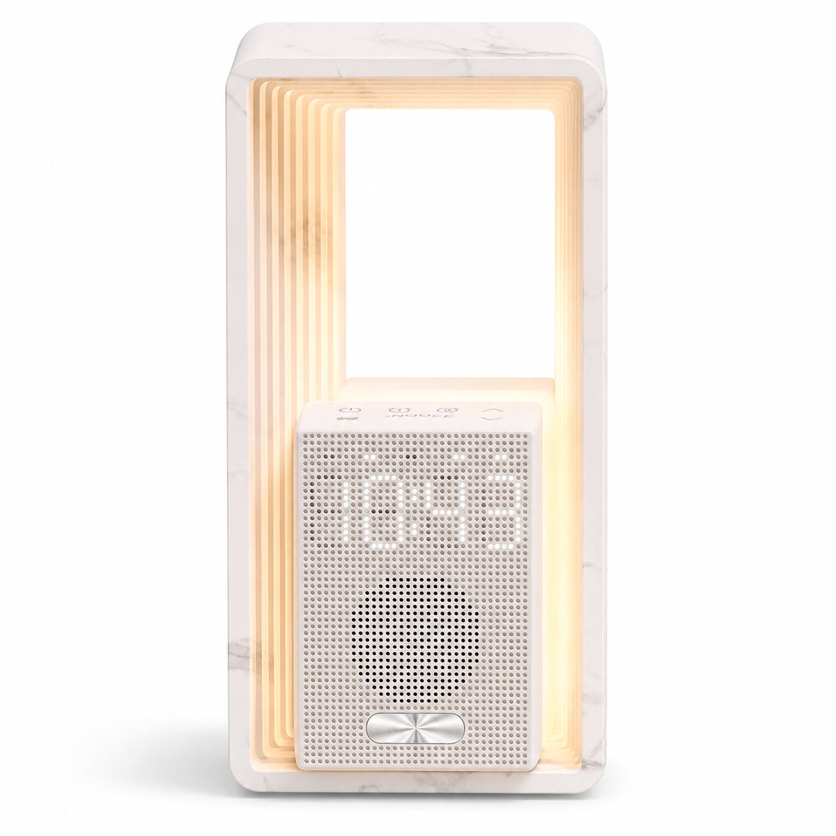 Bobypet - Nachtlamp met Wekker en USB Oplaadpoort - Lichtwekker met Zonsopkomst Simulatie - 9 Slaapgeluiden & Dubbele Wekker - Dimbaar Nachtlampje voor Slaapkamer - Ideaal Cadeau voor Kerst - Marmeren schelp
