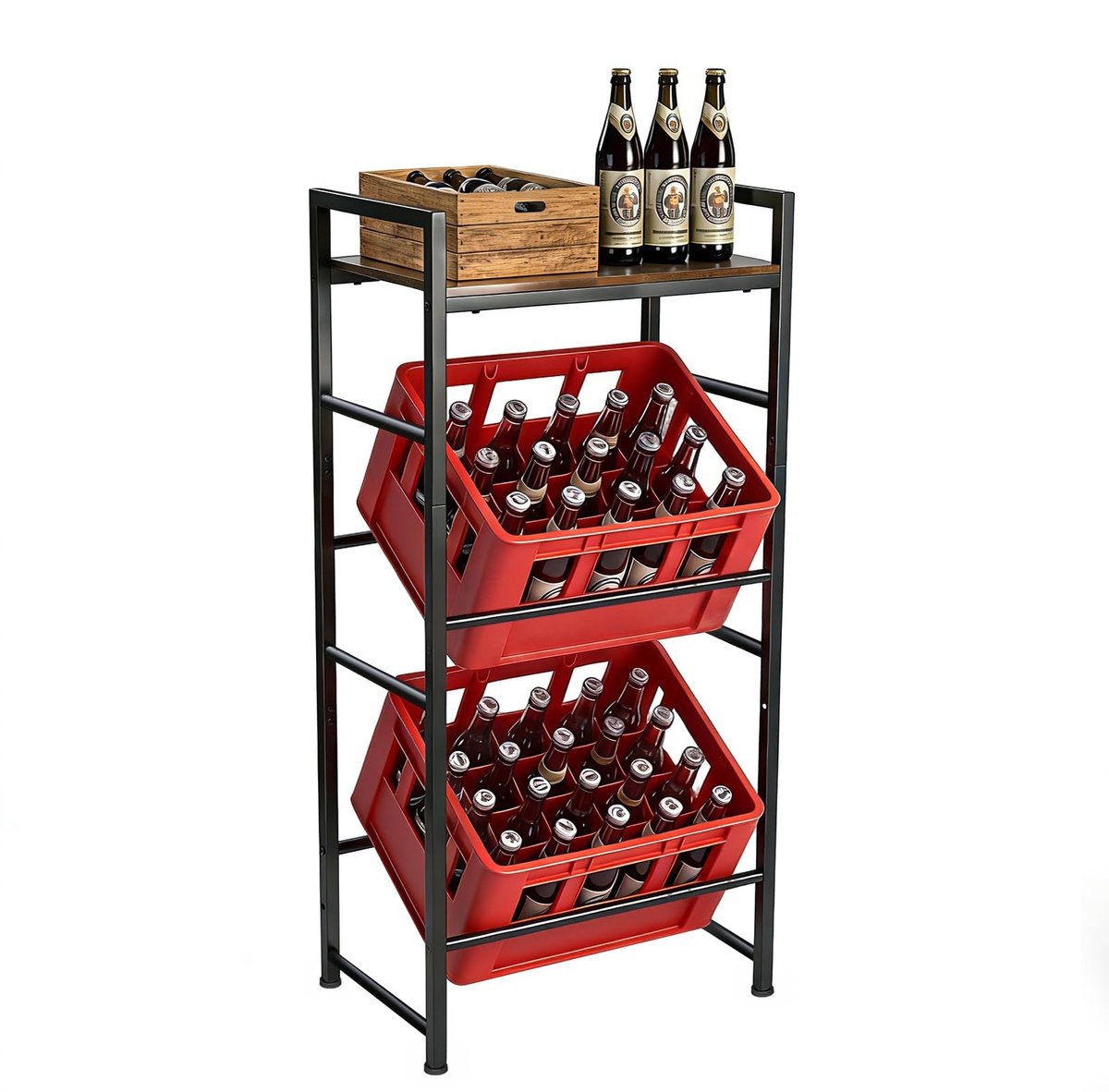 Omgoods - Drankkistenrek voor 2 Kisten met Legplank