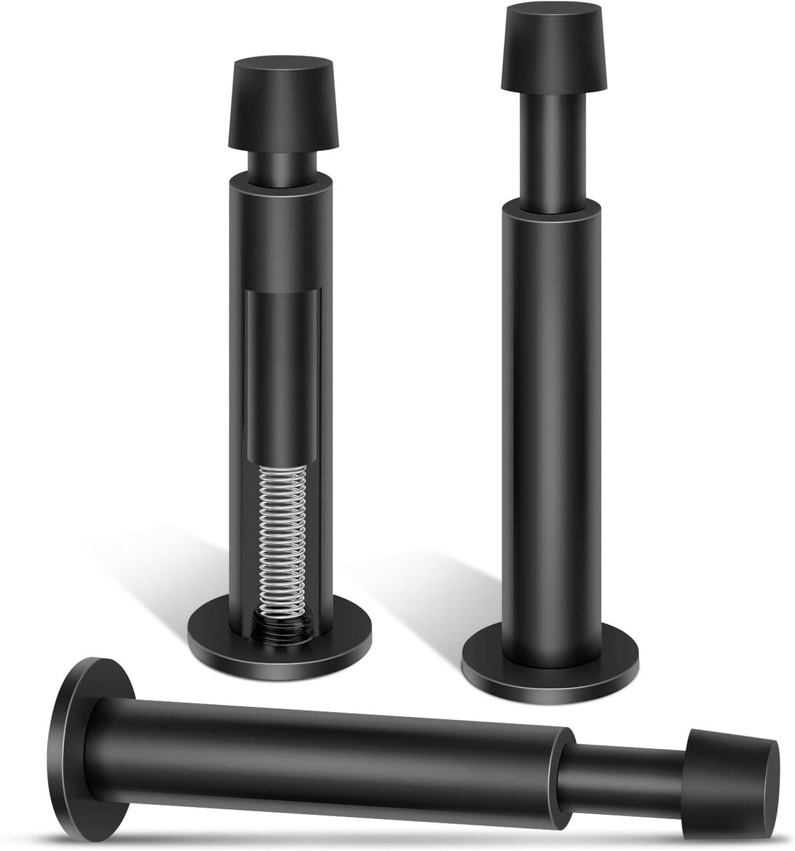 Deurstoppers voor plinten - Deurstop veer - Muren beschermen - Schokabsorberend rubber - 112 mm - Zwart