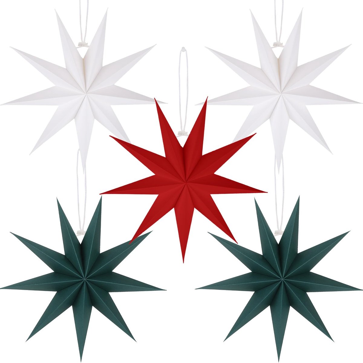 Omgoods - Set van 5 Vouw Sterren voor Decoratie