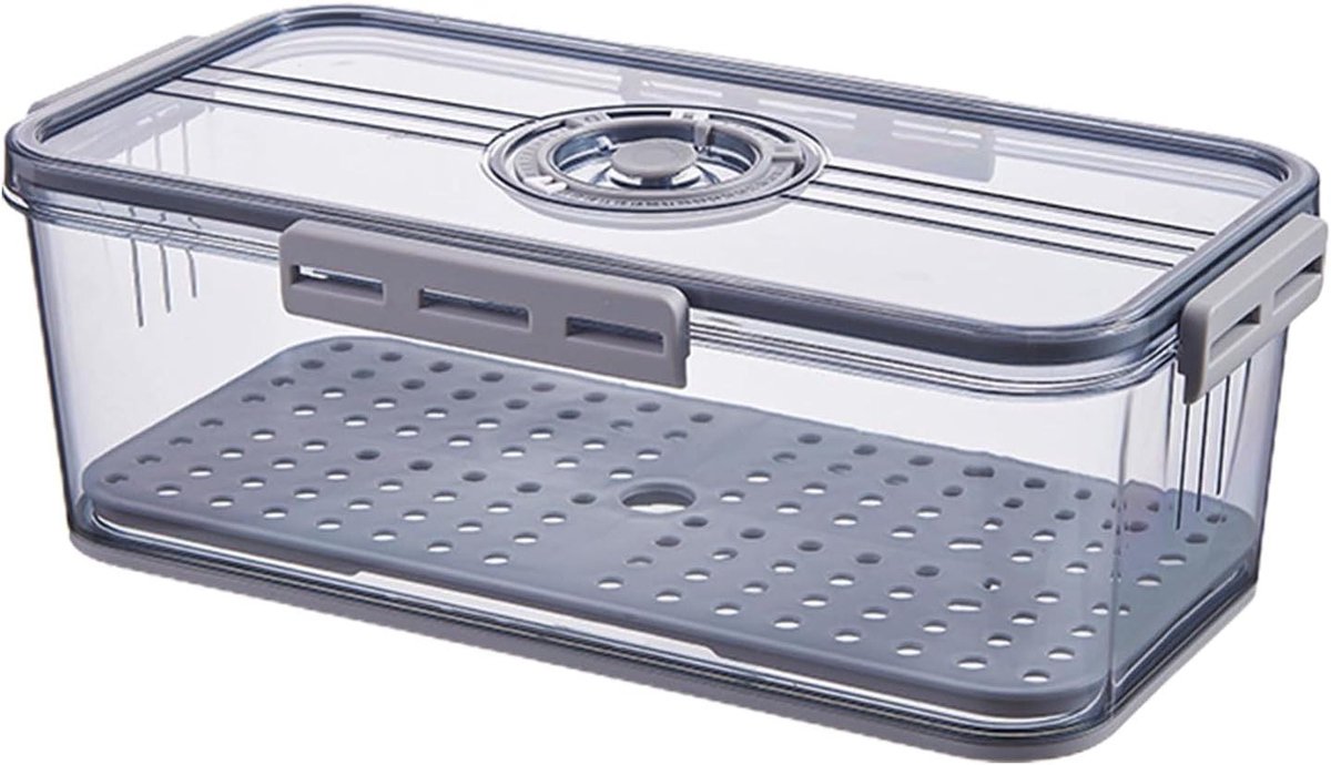 Broodbak - Broodtrommel Voedselcontainer - Brood Vers Houden - Tijdregistratie Functie - 335 x 185 x 12 cm - Grijs