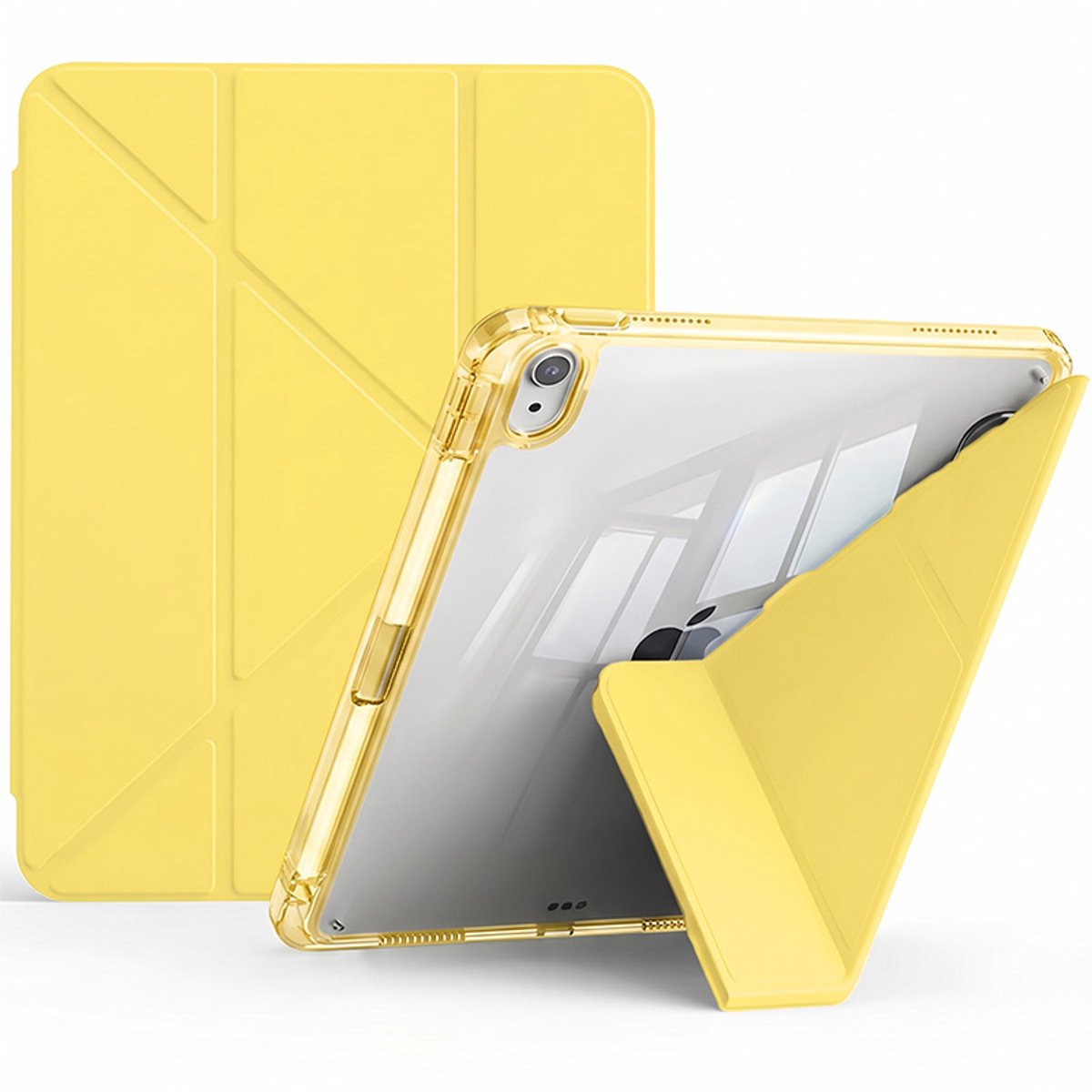 IYUPP Tablet Hoes Geschikt voor iPad 11 2025 A16 / iPad 10 2022 10.9 inch Hoesje - Trifold Bookcase met penhouder - Auto Sleep/Wake - Hard Back - Geel