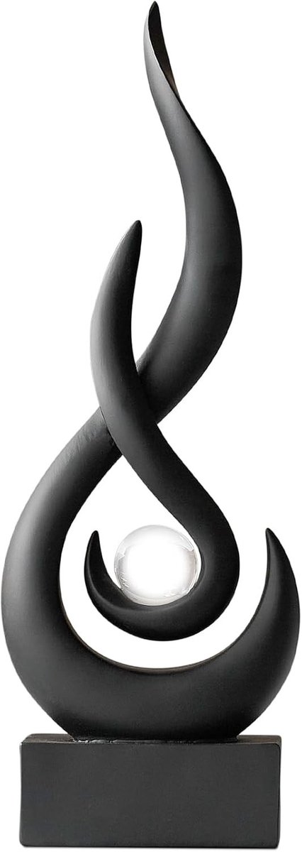 Moderne Abstracte Kunst Tafeldecoratie - Zwart - 30 cm - Hars Vlam Standbeeld - Voor Woonkamer