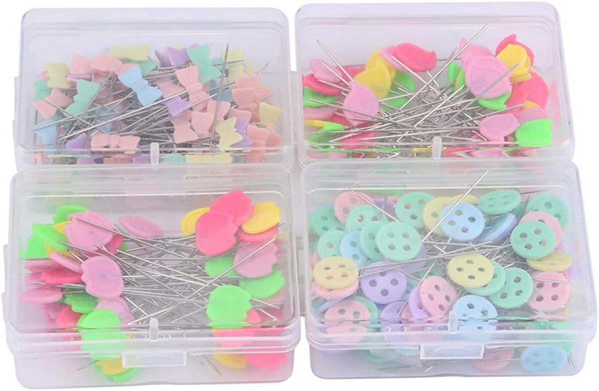 Decoratieve Strikspelden - Bloem Kopspelden - Stoffen Fixeren - Veilige Opbergdoos - 300 Stuks - Assorti