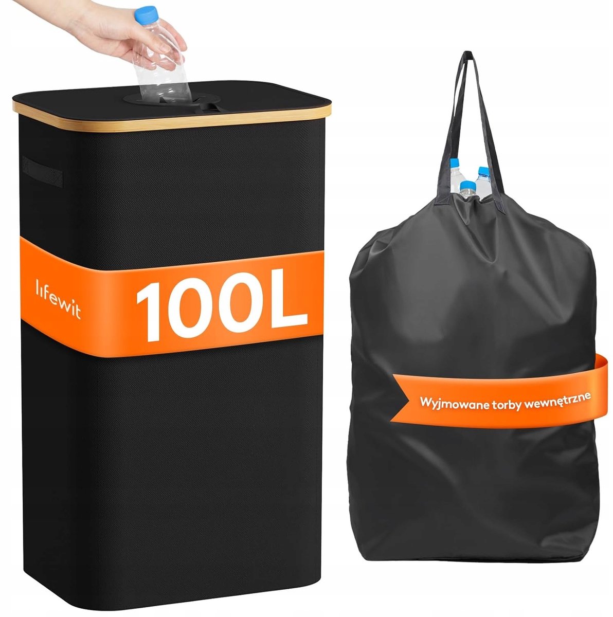 Krat met handvatten voor statiegeldflesjes - 100L - Stevig Zwart