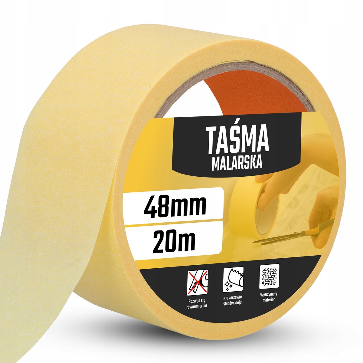 Papieren Schilder Tape 48mm x 20m - Sterk, UV-bestendig, voor strakke lijnen