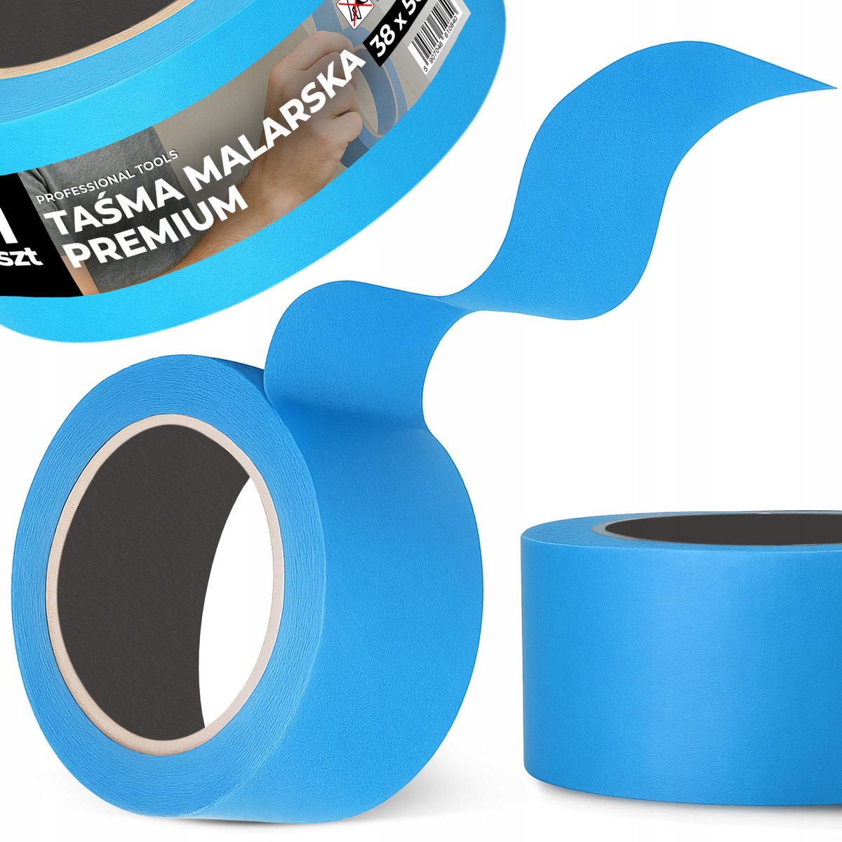 Blauwe Afplaktape 38mm x 50m - UV-bestendig voor Buitenwerk