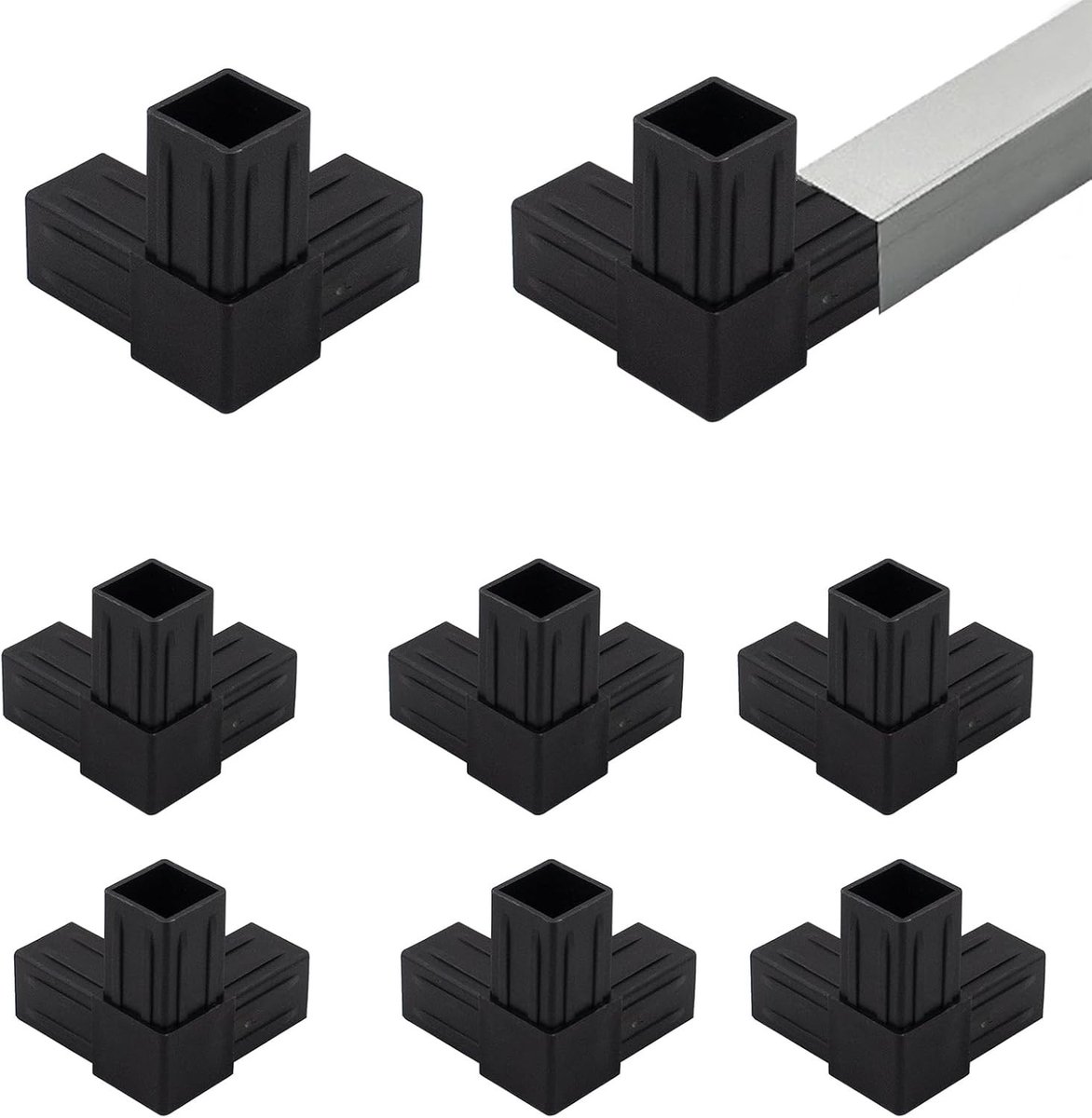 Set van 8 Hoekverbindingen voor Plastic Buizen, 3-Weg Vierkant, 25 x 25 mm, Duurzaam en Betrouwbaar