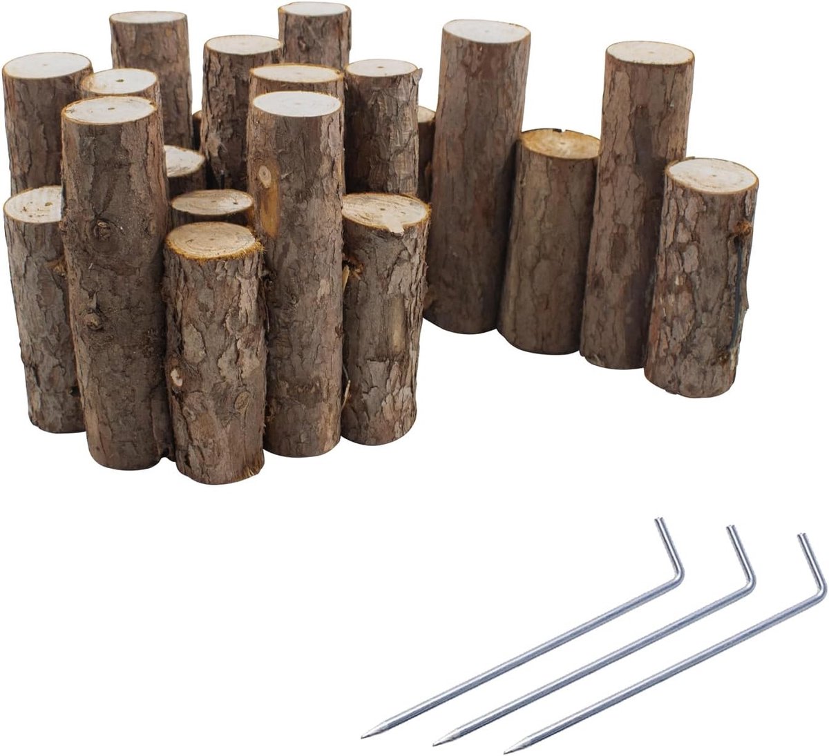 Korte ronde houten omheining voor bloembedden en paden - Decoratieve tuinrandset van 90 x 15,5 cm voor een stijlvolle afbakening en gazonverzorging