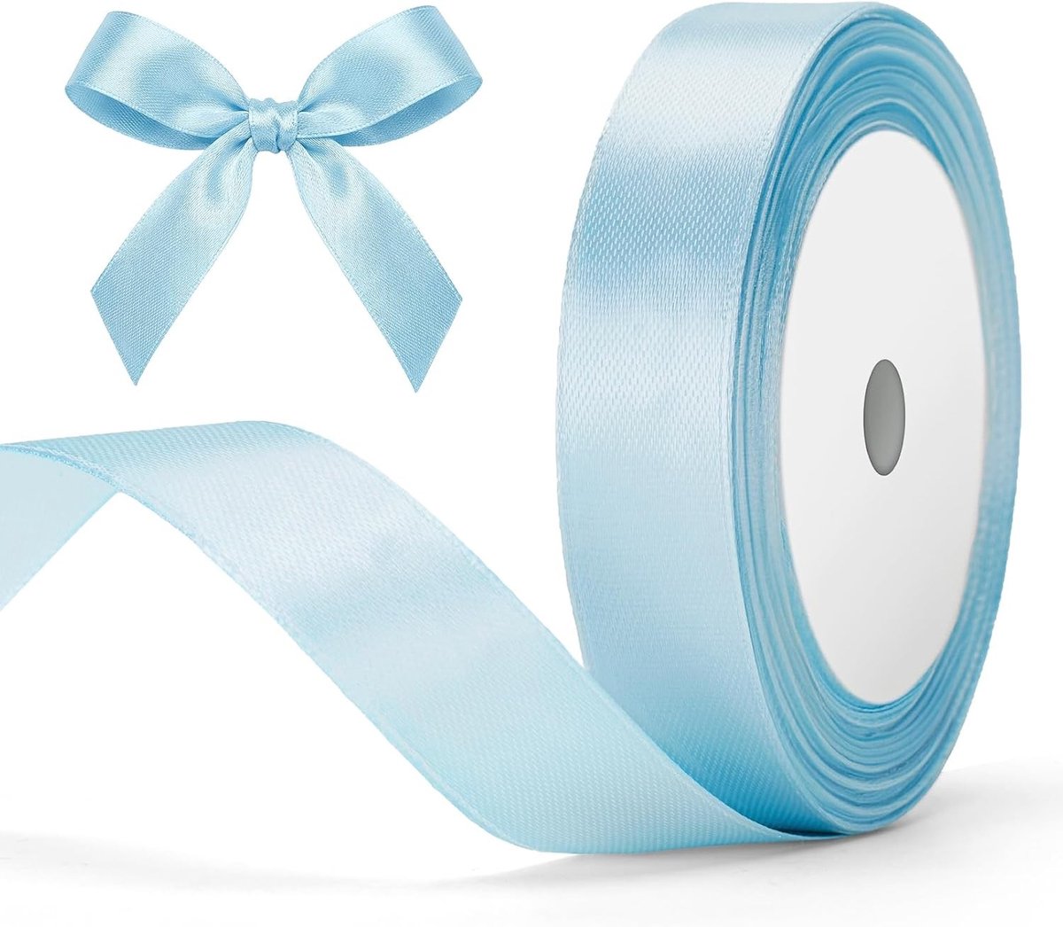 Babyblauwe Satijnen Lint 20mm: Decoratief Cadeaulint, 22m Lint voor Knutselen, Versiering voor Feestjes en Cadeaus