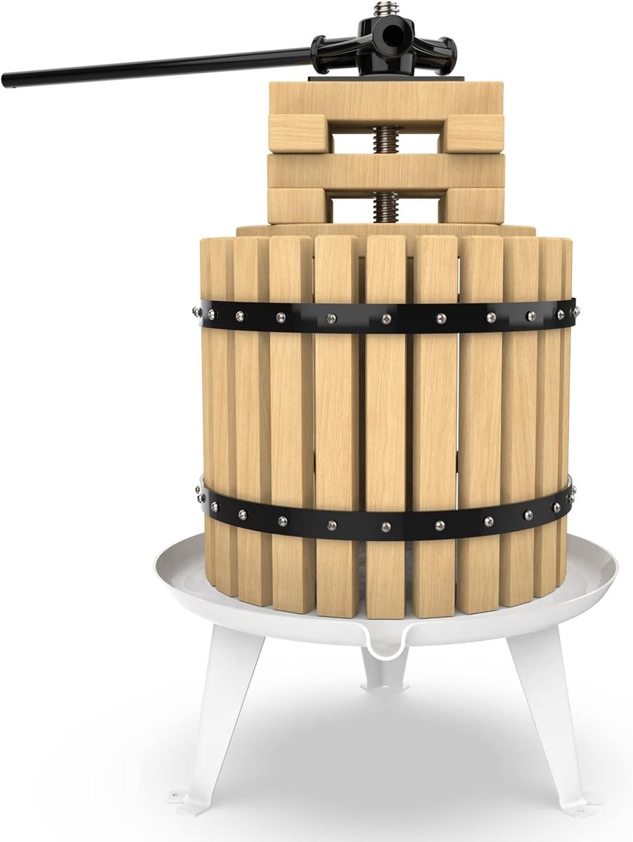 Handmatige sappers voor appels en wijnpers | 12 liter, 100% natuurlijk, ideaal voor druiven, bessen en fruitsappen, inclusief gratis persnet