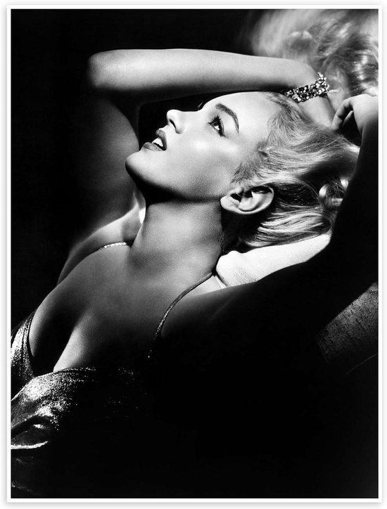 Marilyn Monroe Poster - Wanddecoratie Filmicoon - Muur Verfraaien - Premium Papier Print - 50 x 70 cm - Zwart