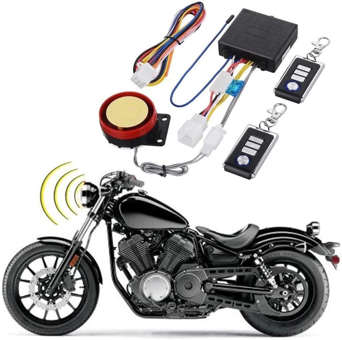 Fatbike alarm - Zwart - 6,5 x 2,3 x 7 cm - Waterdicht Siliconen Beveiligingssysteem met Afstandsbediening - Voor Motorfietsen en Fietsen