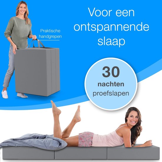 Opvouwbaar Matras - Vouwmatras Gastenbed - Comfortabel Slapen - Extra Dik 15 cm - 75 x 195 cm - Grijs — afbeelding 2
