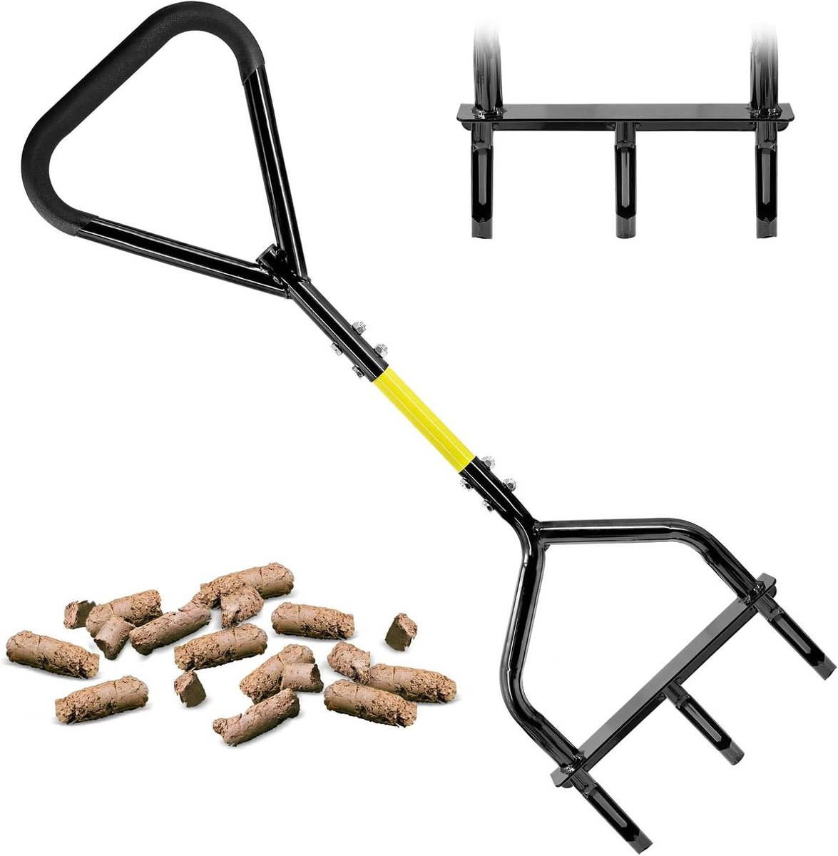 Handmatige Gazonbeluchter - Gazon Beluchtingsgereedschap - Gazon Onderhoud - Diepe Grondbeluchting - 15 cm diepte - Zwart