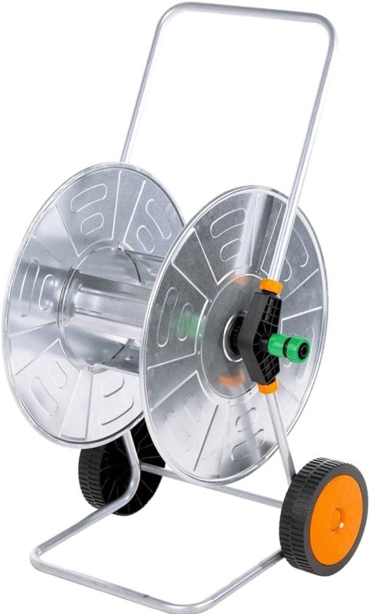 Tuinslangkar - Slanghaspel - Tuinonderhoud - Gegalvaniseerd staal - 110 meter - Zilver en zwart