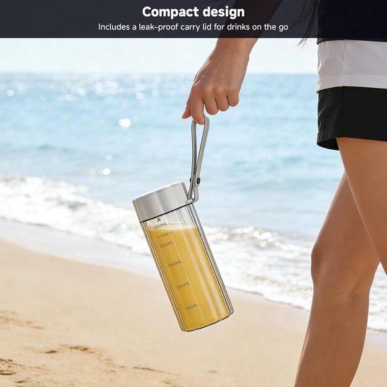 Mini Blender - Smoothie Maker - Drankjes Maken - Draagbaar Ontwerp - 500 ml - Wit — afbeelding 3