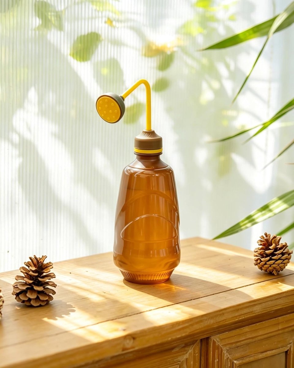 Kleine Gieter 450ml voor Binnenplanten met Lange Tuit - Ideaal voor Zaailingen en Vetplanten - Bruin Kunststof Waterfles