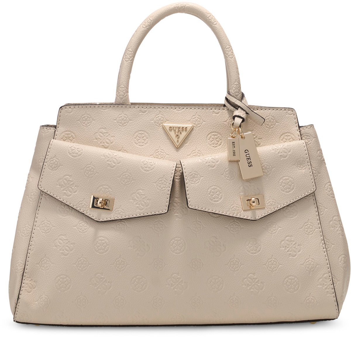 GUESS handtas schoudertas Blake Girlfriend Satchel Bone Logo beige