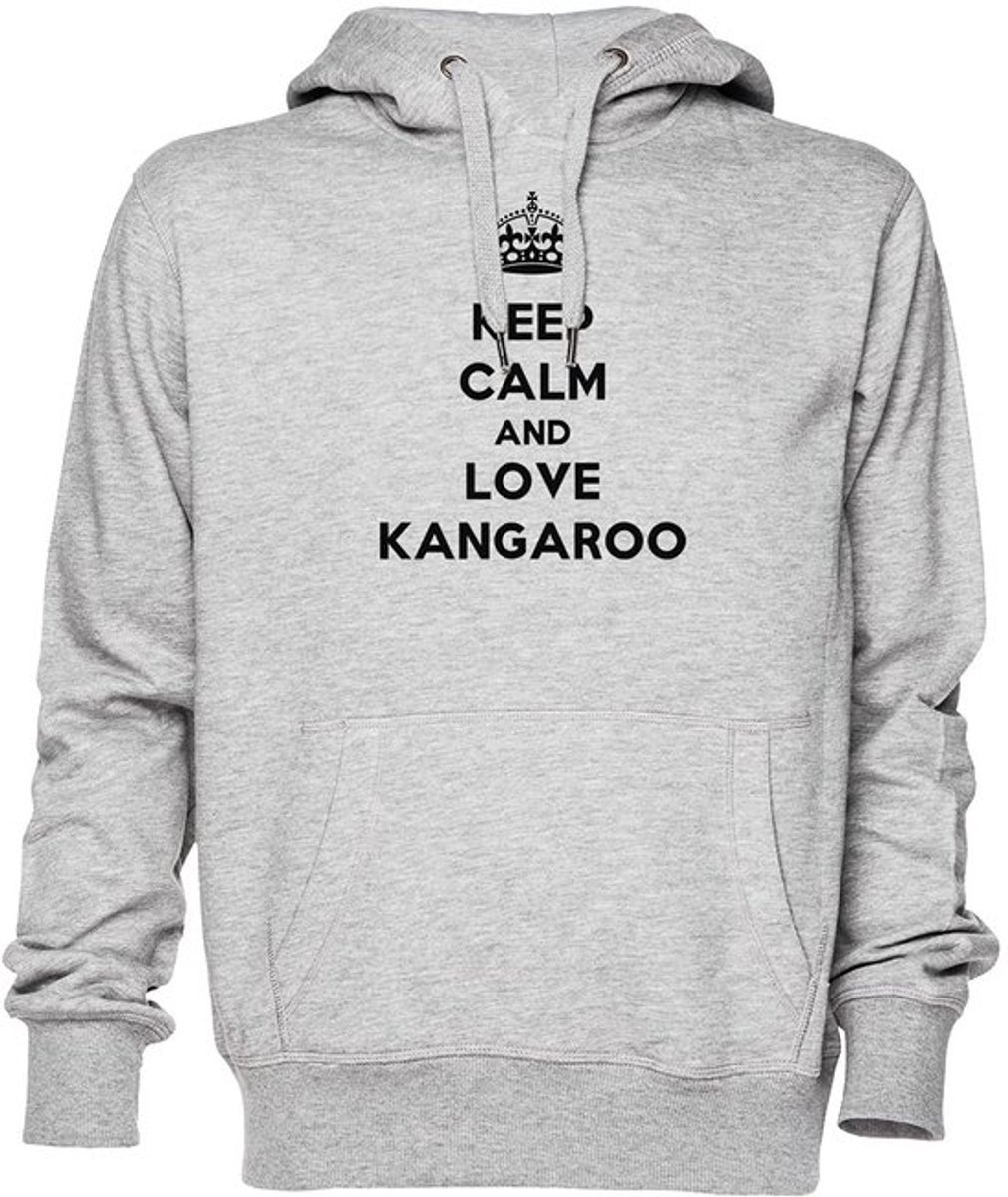 Keep Calm And Love Kangaroo Hoodie - Unisex Grijs XXL